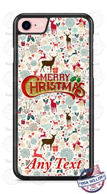Merry Christmas Deer Pattern Customized Phone Case fits iPhone Samsung gift