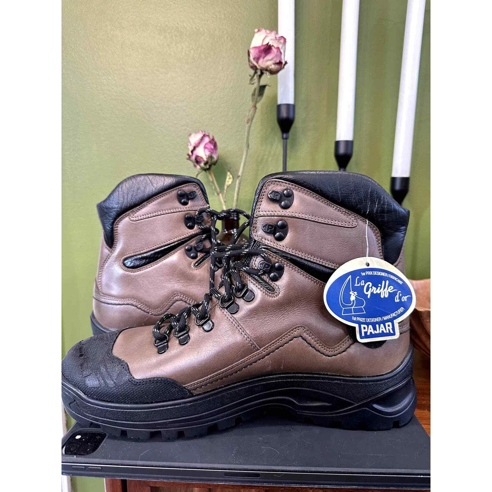 Pajar Canada Brown Leather Sherpa Lining Winter Snow Boots | Men's Size 9 NEW