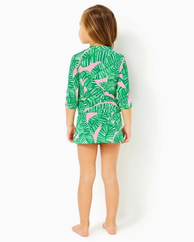 $88 Lilly Pulitzer UPF 50+ Girls Sharlene Rashguard Swim Set | Green/Pink | 5 - Picture 3 of 10
