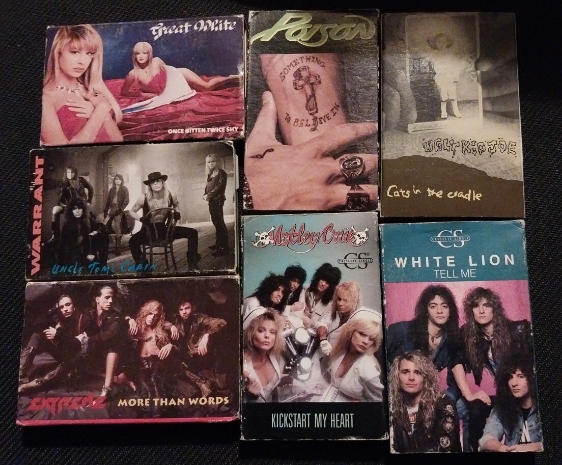 Lot Of 7 Cassette Singles Hair/glam Metal Motley Crue, White Lion 