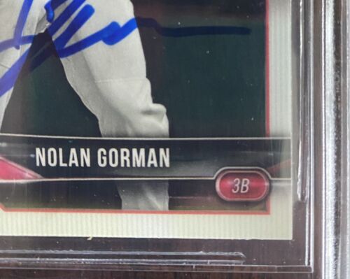 NOLAN GORMAN AUTO SIGNED 2018 1st BOWMAN CHROME DRAFT CARDINALS BECKETT AUTO 10 - Picture 3 of 6