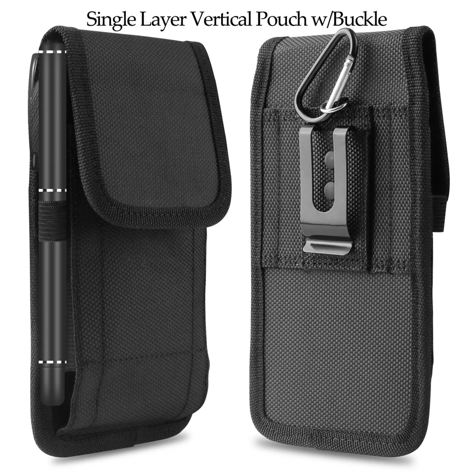 Vertical Cell Phone Belt Clip Pouch Buckle Holster Wallet Card Holder Case Cover - Image 2 of 4