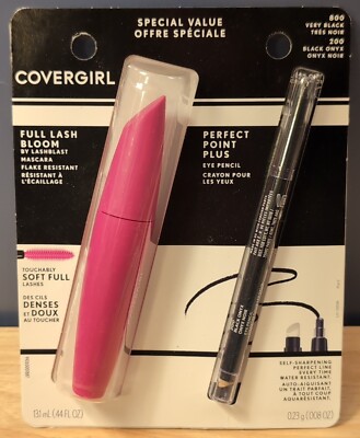CoverGirl Mascara #800 Very Black & #200 Black Onyx Perfect Point Plus Eyeliner 