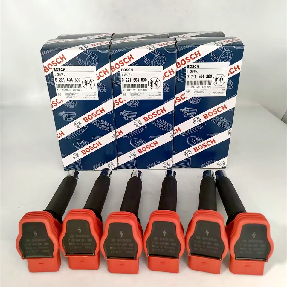 6x NEW OEM Audi 3.0 3.2 FSI A4 A5 A6 Q5 Q7 Bosch Red Top Ignition Coil Packs