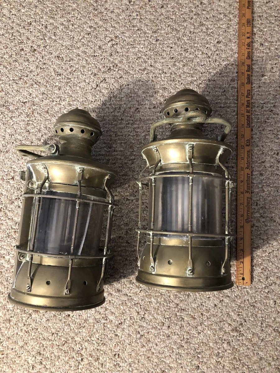 2 Vintage Brass Ships Lantern Nautical Lantern With Clear Lens
