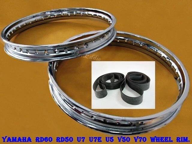 Fit YAMAHA RD60 RD50 U7 U7E U5 V50 V70 F&R STEEL WHEEL RIM SET+TAPE RUBBER#BI# Foto 2 de 4