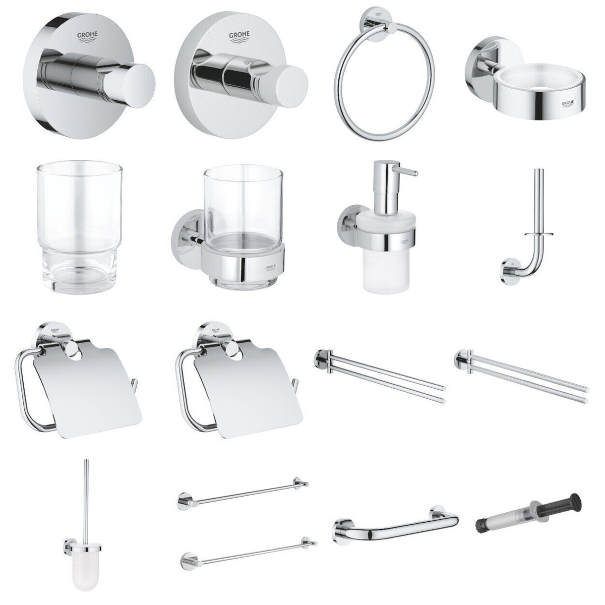 GROHE ESSENTIALS Bad Accessoires Luxus chrom Halter Kleben, Bohren Bad Zubehör