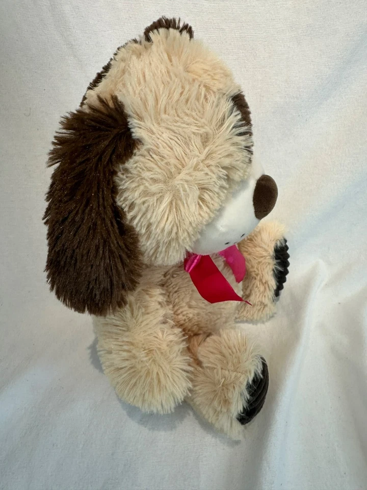 Dan Dee Plush Tan & Brown Puppy Dog Stuffed Animal With Pink Bow 12" - Image 2 of 4