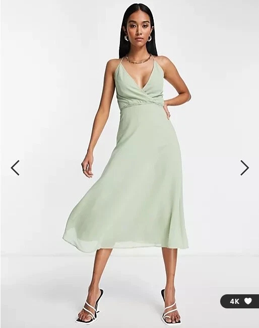 Asos design cami midi dress with wrap waist in satin sale