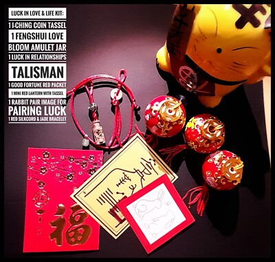 Luck in LOVE & LIFE Fengshui Set - Amulette, Talisman, Laterne, Jade Armband ++