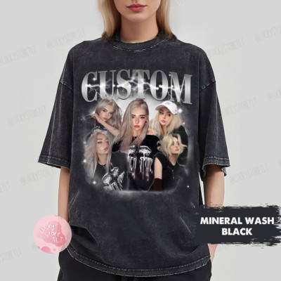 Custom Bootleg Rap Tee, Custom Photo Mineral Wash Shirt, Custom Photo Vintage Gr