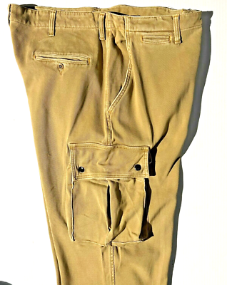 DOUBLE RL RRL Vtg 90s Khaki Surplus Baggy Cargo Pant sz 34 Polo
