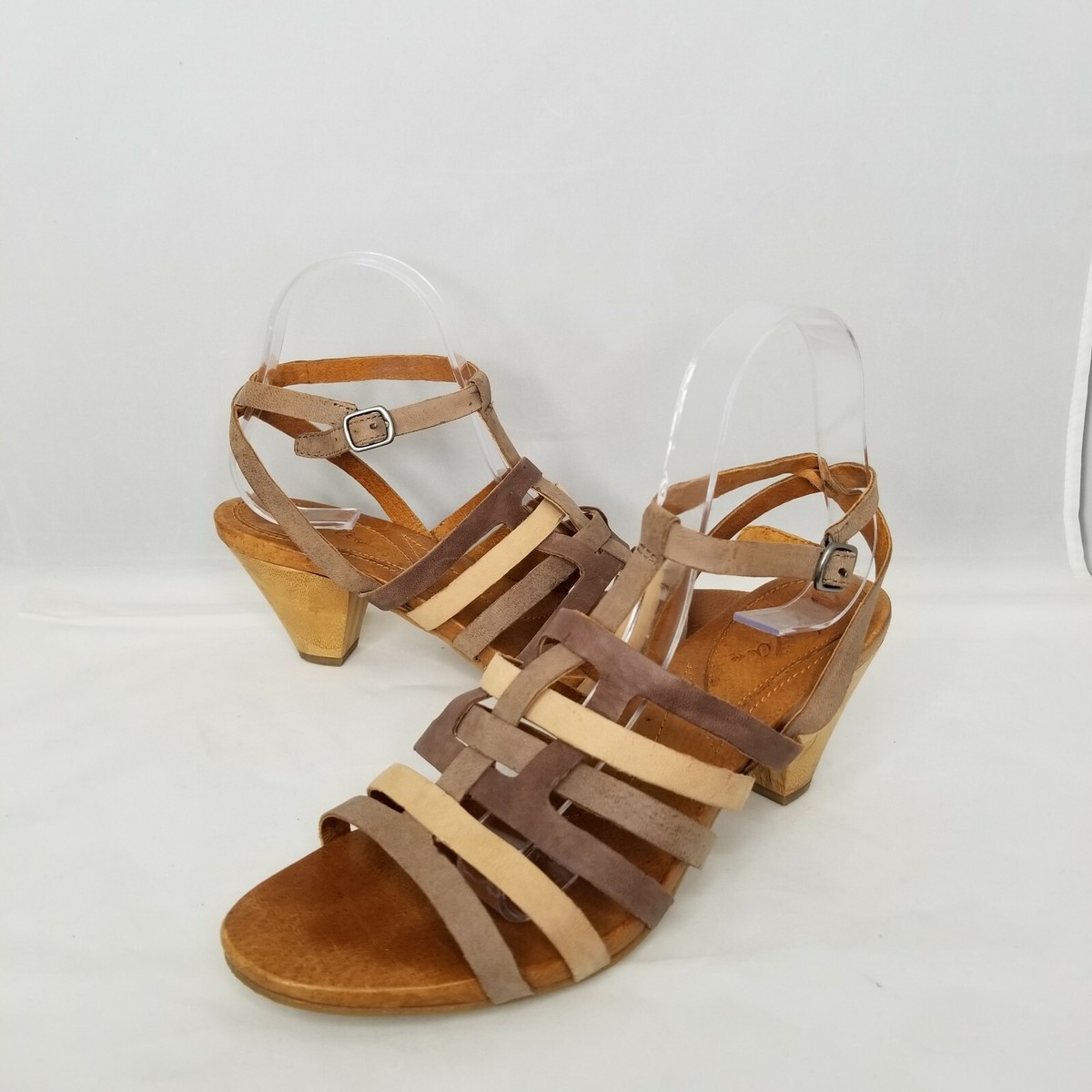 Naya Sandals Size 8M Leather Strappy Multicolor Brown Taupe Ankle