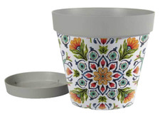 VASO PIANTE GRASSE FIORI SEMI VIVAI FIORIERA PLASTICA SOTTOVASO GRIGIO C 32*29CM
