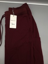 Mandala Scrubs Women High Waist Jogger Pants Size Petite Medium Color Wine NWT