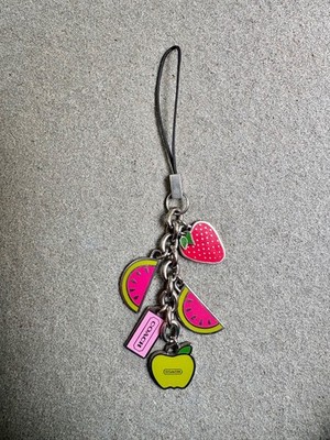 RARE Vintage Coach Enamel Fruit Bag Charm Keychain Y2K Strawberry Watermelon