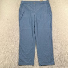 NWT Chico's Pants Women  s 1 M/8 Ankle Straight Leg Cotton Blend Stretch Blue