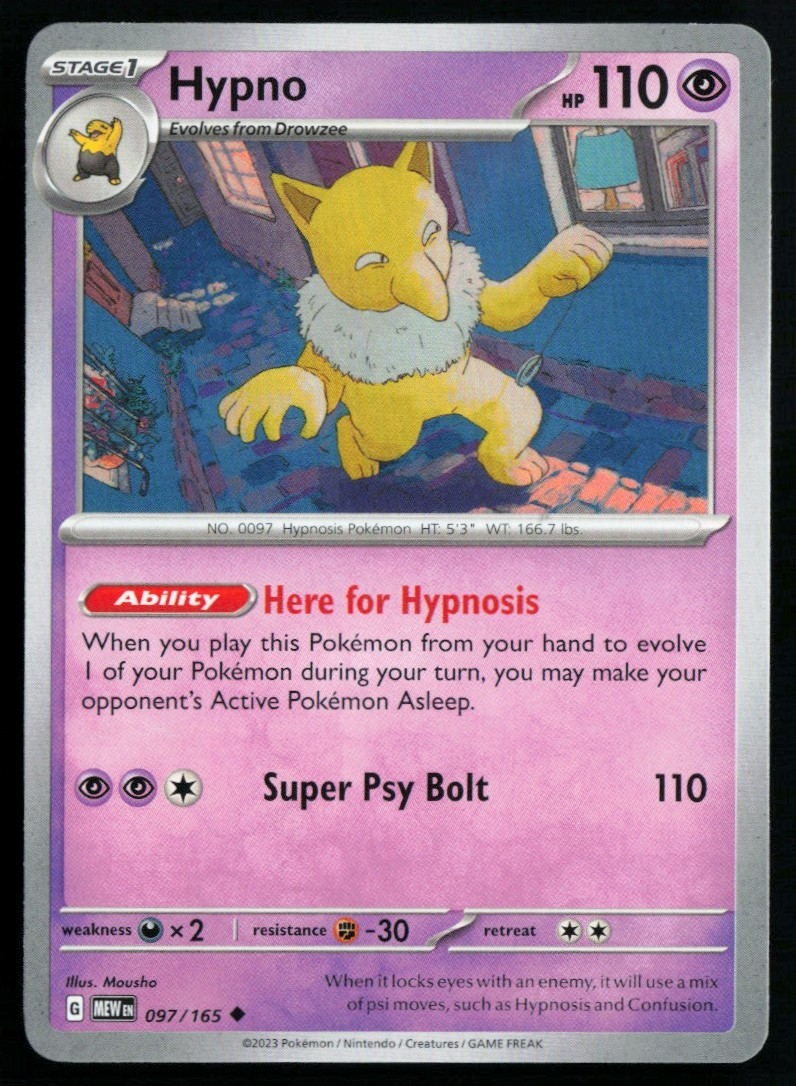 2023 Scarlet & Violet - 151 Hypno #97 Non Holo Pokemon Card