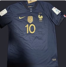 2022 France World Cup Final Jersey Short Sleeve With Mbappe On Back Size Medium