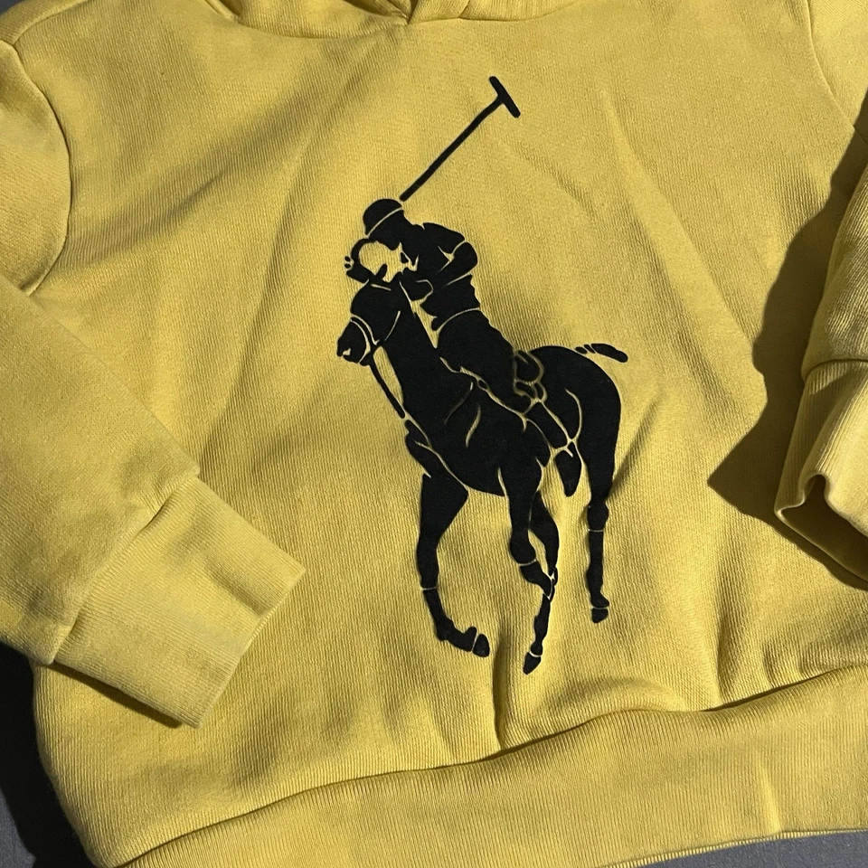 POLO Ralph Lauren Niños 4/4T Big Pony Sudadera con Capucha Amarillo con Logo Negro Foto 2 de 4