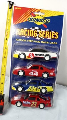 SUNOCO RACING SERIES 4 ACTION FRICTION RACE CAR 4 PK 1:38 SCALE KENDALL OIL NIP