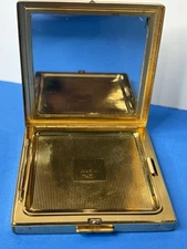 Vintage Max Factor Hollywood Metal Compact w/ Mirror Gold Tone USA Made Regency