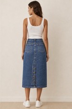 Vintage GAP 80/90s Denim Women's Skirt, 100 Cotton, USA made Button Back Detail