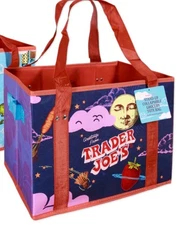 Trader Joe's NEW 💚 STAND-UP COLLAPSIBLE REUSABLE GROCERY SHOPPING TOTE GIFT BAG