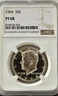 1964 PROOF KENNEDY, NGC PR68, NEAR CAMEO DESIGNATION, NO SPOTS, HAZE, OR TONING