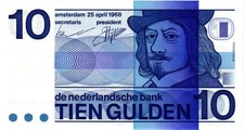 NETHERLANDS 10 Gulden 1968 P-91b UNC Banknote