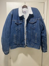 Vintage Levi's Sherpa Lined Denim Trucker Jacket Made in USA Men's 48L Blue