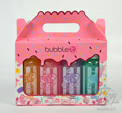 New Bubble T Sweet Tea Bubble Bath Set 4pc Popcorn Strawberry Donut Candy