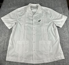 Cubavera Mens Guayabera Shirt White 4 Pocket Pintuck Short Sleeve Sz XL NWT FLAW