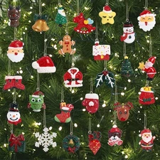 30 Pcs Mini Resin Christmas Ornaments Tiny Figures Holiday Tree Decoration Set