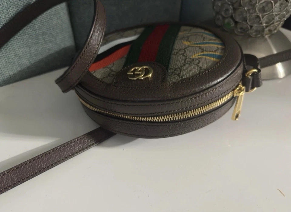 NUEVO CON ETIQUETAS Y CAJA 100% AUTÉNTICO BOLSO BANDOLERA GUCCI OPHIDIA GG FLORA MINI REDONDO Foto 4 de 4