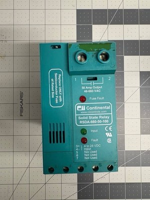 Continental RSDA-660-50-100 Solid State Relay 50A 660V W/ Eaton Bussmann Fuse