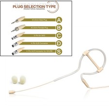 Beige Single Earhook Headset Mic Headworn Microphone 3.5mm 3 Pin 4 Pin XLR