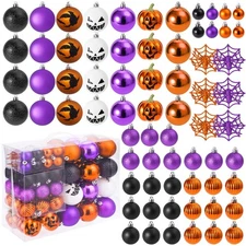 69pcs Halloween Ball Ornaments Set Shatterproof Decorative Hanging Ornaments ...