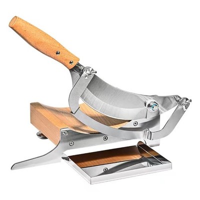Multi-Function Arc-Shaped Dried Meat Slicer - Adjustable Large, Silver/Beige