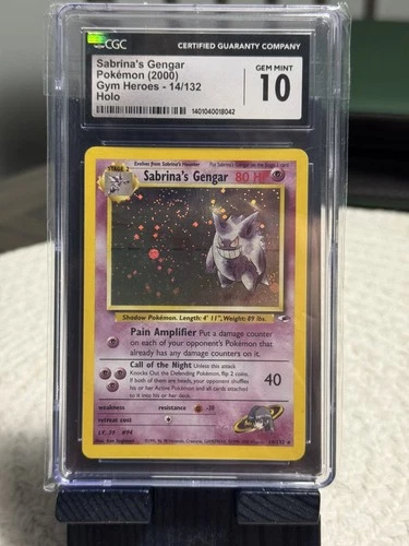 CGC 10 GEM MINT Sabrina's Gengar 2000 Gym Heroes 14/132 Holo SWIRL Pokemon Card