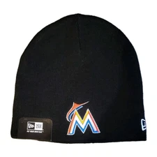 New Era Miami Marlins MLB Unisex Black Knit Beanie Black Hat OSFM East Florida