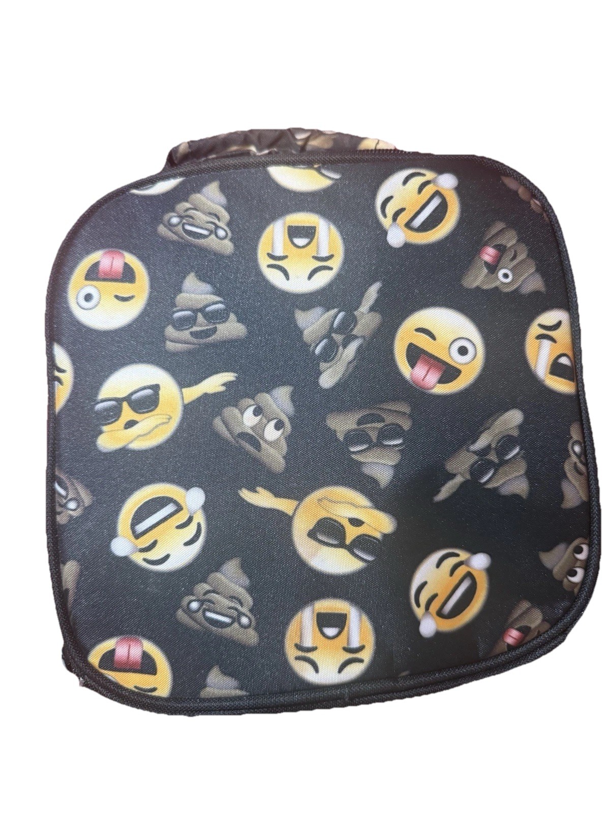 Emoji Print Insulated Kids Lunch Bag with Handle, Mesh Pocke