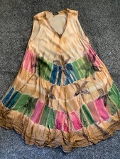Corte Hindú Womens Multicolor Rayon Dress Free Size 42 Inch Length Boho Summer