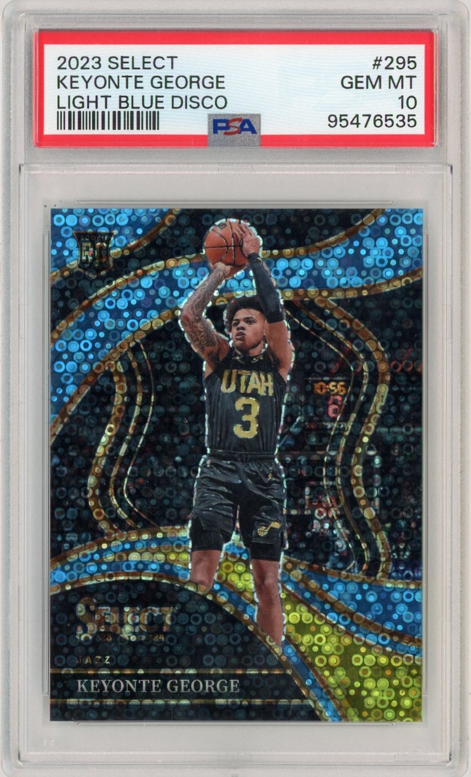 2023 Panini Select Keyonte George Courtside Light Blue Disco /99 PSA 10 RC Jazz