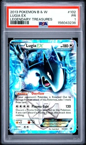 2013 POKEMON BLACK & WHITE LEGENDARY TREASURES #102 LUGIA EX PSA 1  POP 11