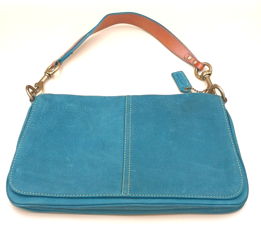 COACH Chelsea Teal Nubuck Flap Hobo Blue Shoulder Bag | eBay