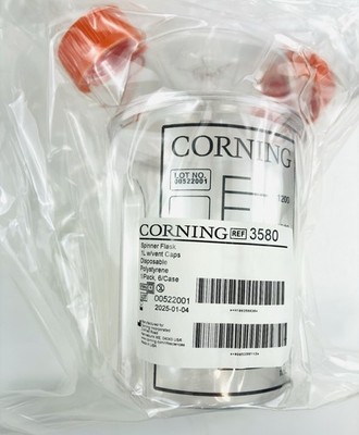  SEALED New CORNING, 3580 Polystyrene 1L Disposable Spinner Flask w/ Vent Cap