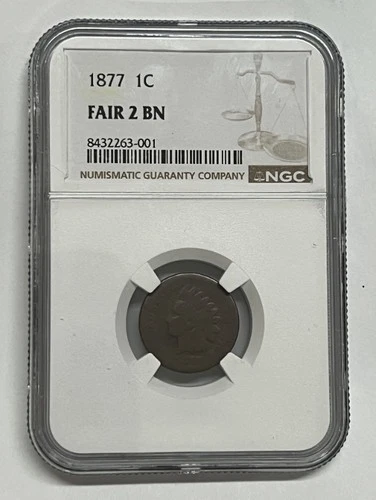 Rare 1877 Indian Cent Good Details NGC Fair 2 BN Key Date of Series!