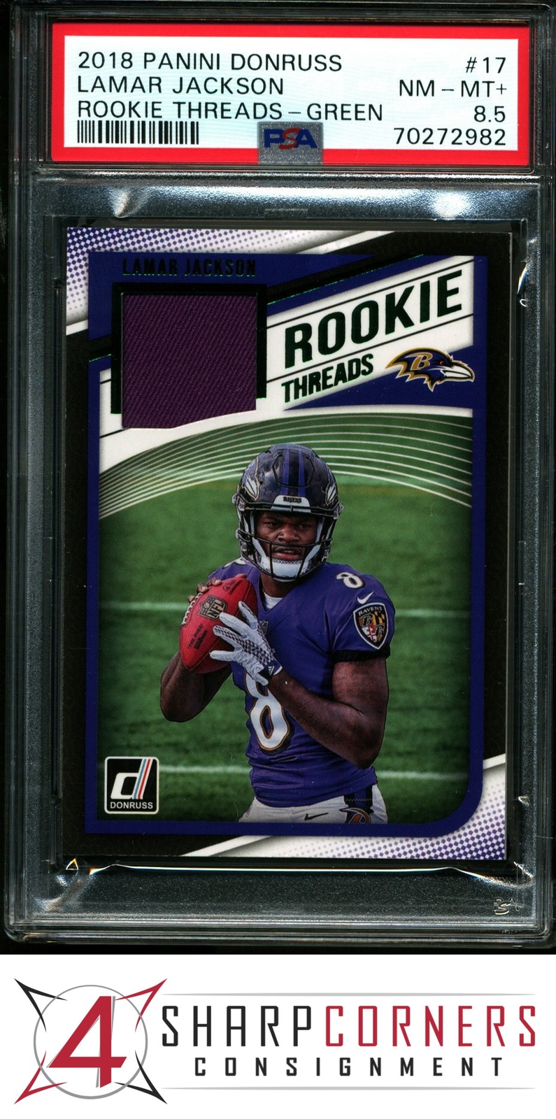 Lamar Jackson Panini Donruss Rookie Threads #17 Green