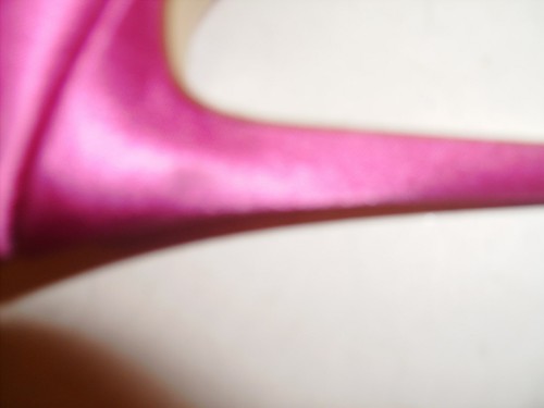 Lulu Townsand Size 7.5 Fushia Open Toe Satin Heels w/Bows - Picture 8 of 8